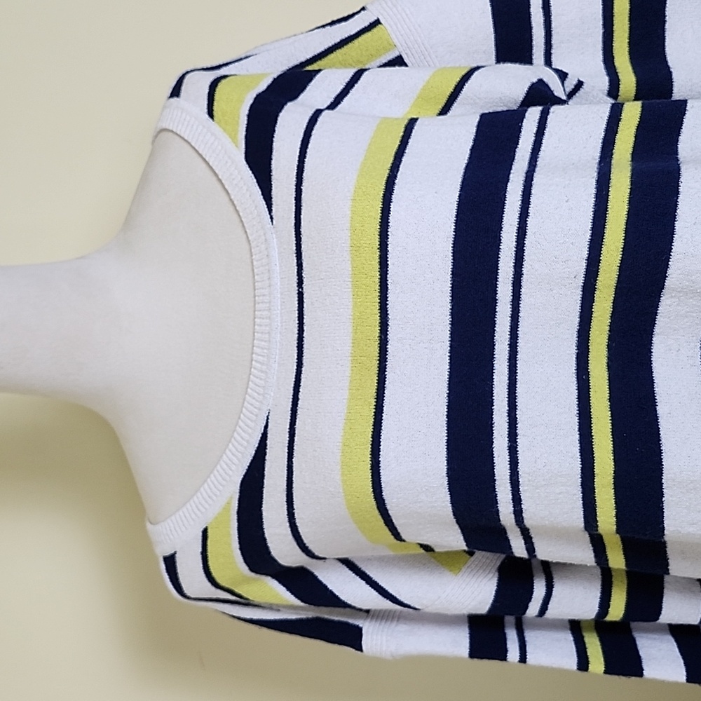 T by Talbots Women's White, Blue & Green Horizonal Stripe Spring/Summer Sweater